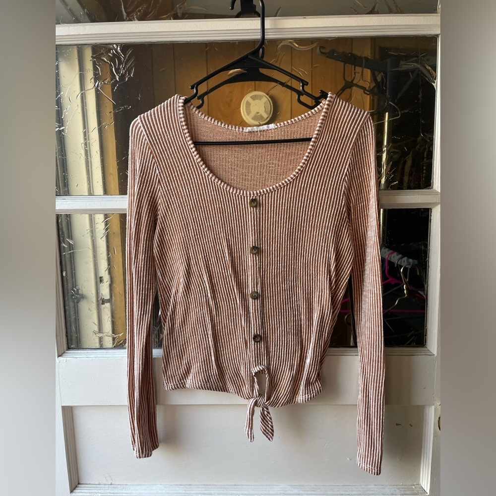 Fall long sleeve orange and cream stripe